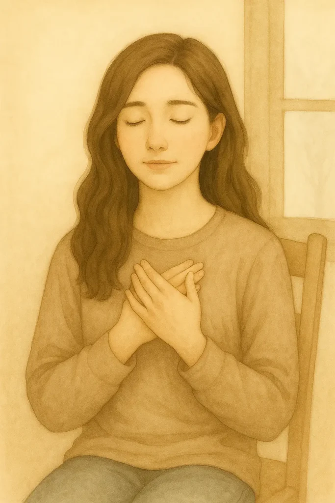 sitting with uncertainty, watercolor-style illustration of Sophie